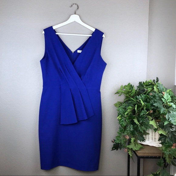 Calvin Klein Dresses & Skirts - Calvin Klein Royal Blue Pleated V Neck Dress